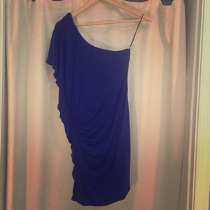 One shoulder flutter sleeve Express Dress